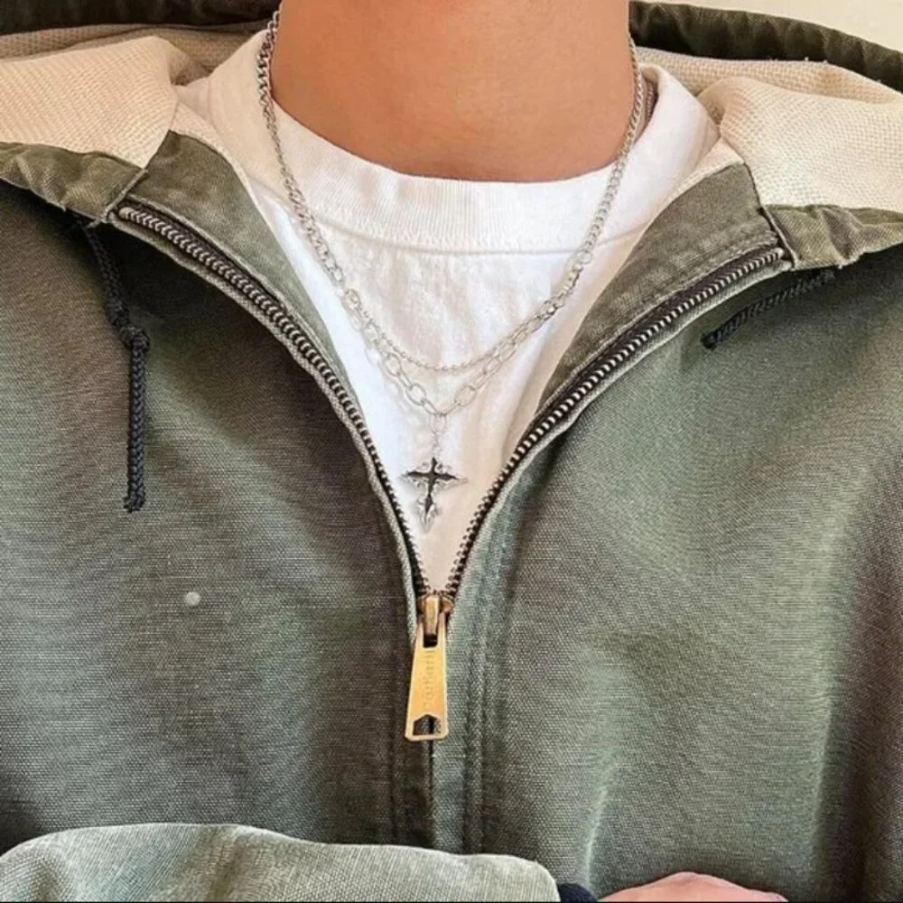y2k 2000s grunge crystal cross pendant necklace